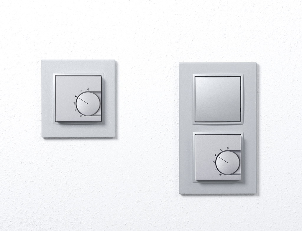 Bild von RTR-5510 Raumtemperaturregler im Schalterprogramm Hager B.7 - aluminium (matt)