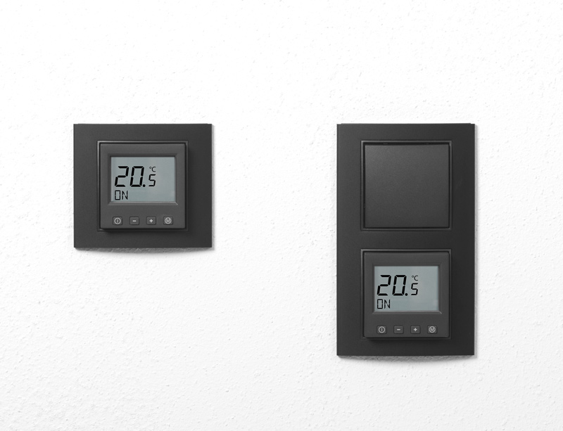 Bild von ERD-55 Raumtemperaturregler Digital im Schalterprogramm Hager B.3 - schwarz (matt) + anthrazit