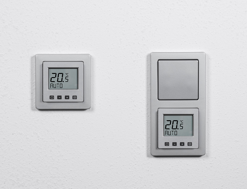 Bild von ERK-58 Raumtemperaturregler Komfort im Schalterprogramm Hager Q.1 - aluminium (samt)