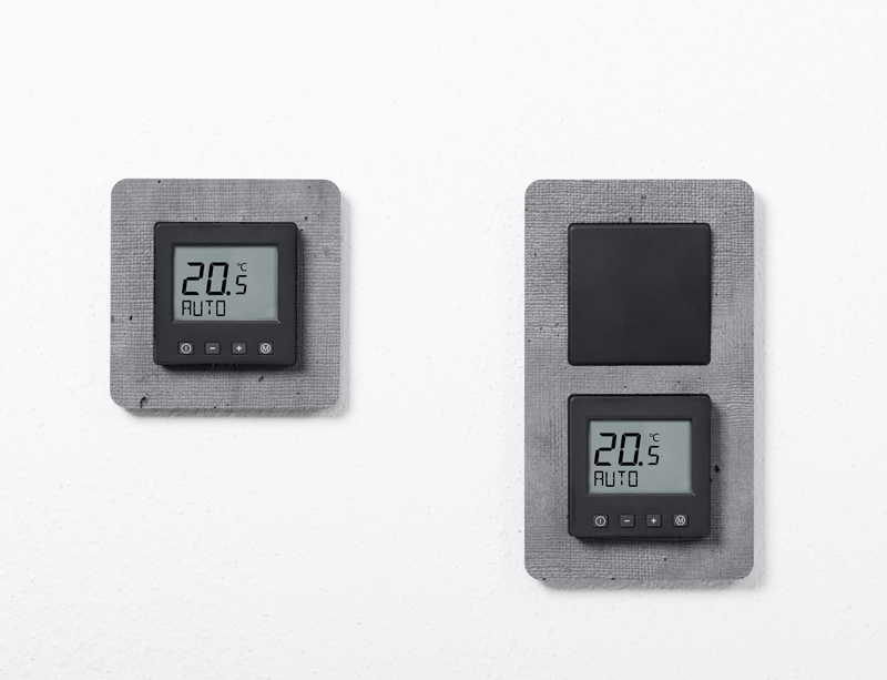 Bild von ERK-58 Raumtemperaturregler Komfort im Schalterprogramm Hager Q.7 - grau (beton) + anthrazit