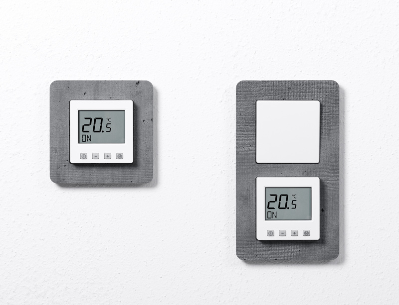 Bild von ERD-58 Raumtemperaturregler Digital im Schalterprogramm Hager Q.7 - grau (beton) + polarweiß