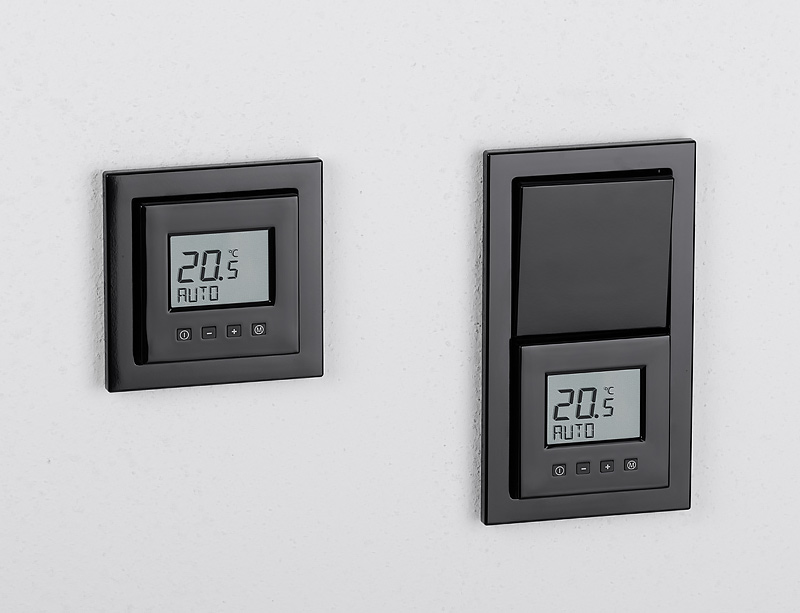 Bild von ERK-70 Raumtemperaturregler Komfort im Schalterprogramm Jung LS-design - schwarz (glänzend)