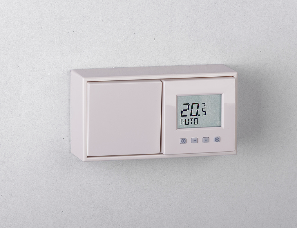 Bild von ERK-70 Raumtemperaturregler Komfort im Schalterprogramm Jung LS CUBE - cremeweiß (glänzend)