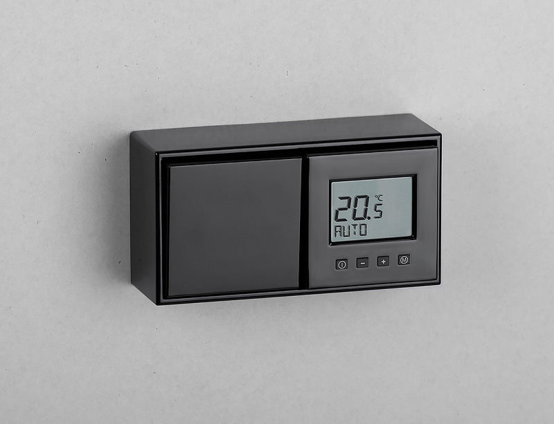 Bild von ERK-70 Raumtemperaturregler Komfort im Schalterprogramm Jung LS CUBE - schwarz (glänzend)